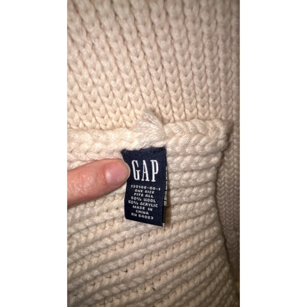 GAP Waffle Knit Wool Blend Winter Ivory Scarf, Substantial‎ Warm Scarf
